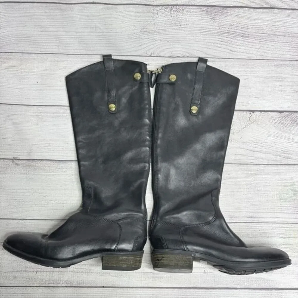 Sam Edelman Tall Black‎ Leather Penny Riding Boots Equestrian Style Winter Boots